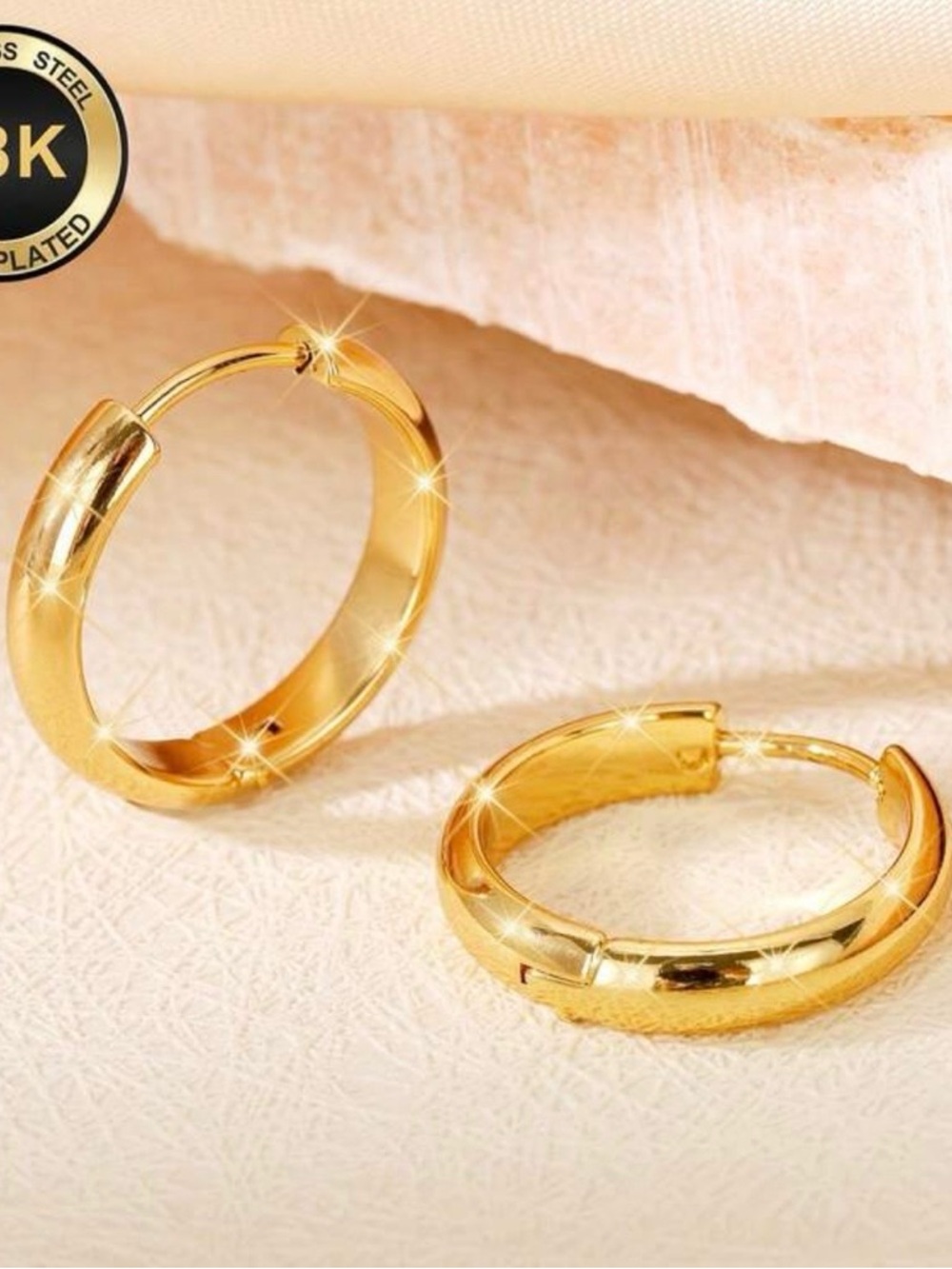 🌺 New 18KGold Plated Hoop Earrings for Women -Classic Shiny Gold-stainless steel